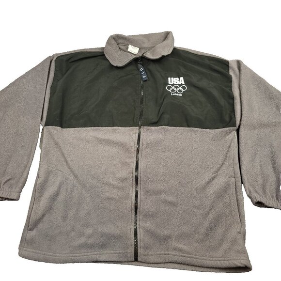 US Olympic Committee Men L USA London Olympics Full Zip Colorblock Fleece Jacket - Picture 1 of 14